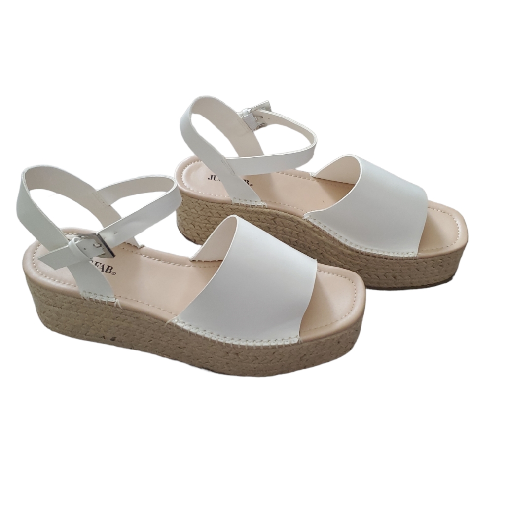 Justfab Hallie White Espadrille Platform/Wedge Sandals Sz 10